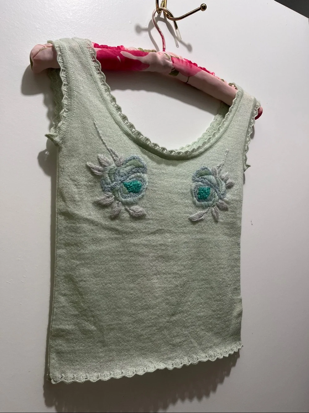Blumarine wool Mint Floral Embroidered  Tank Top XS - Picture 2 of 12
